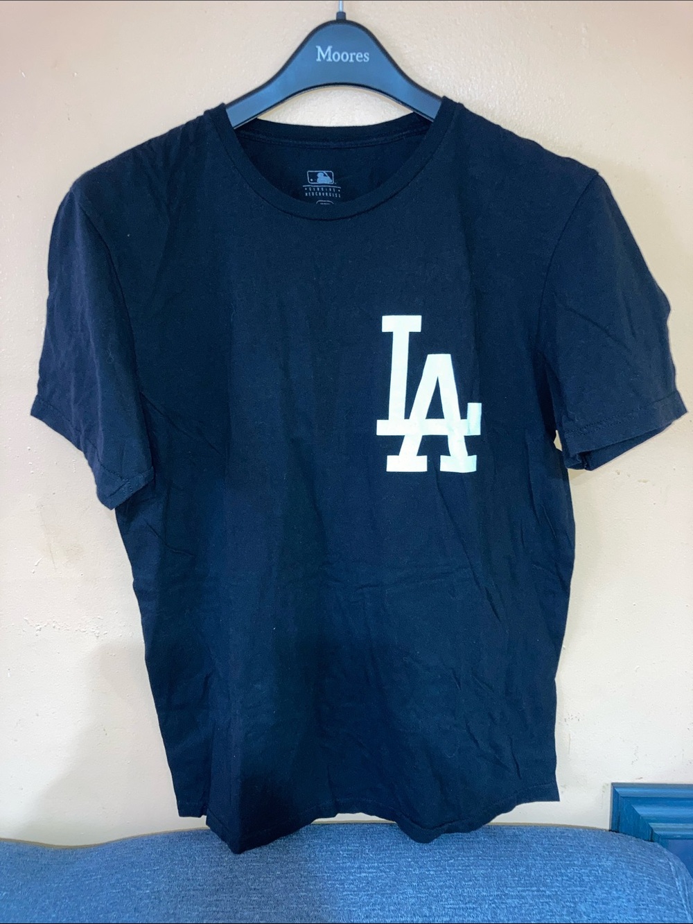 Genuine Merchandise Black T‑Shirt with White MLB Logo